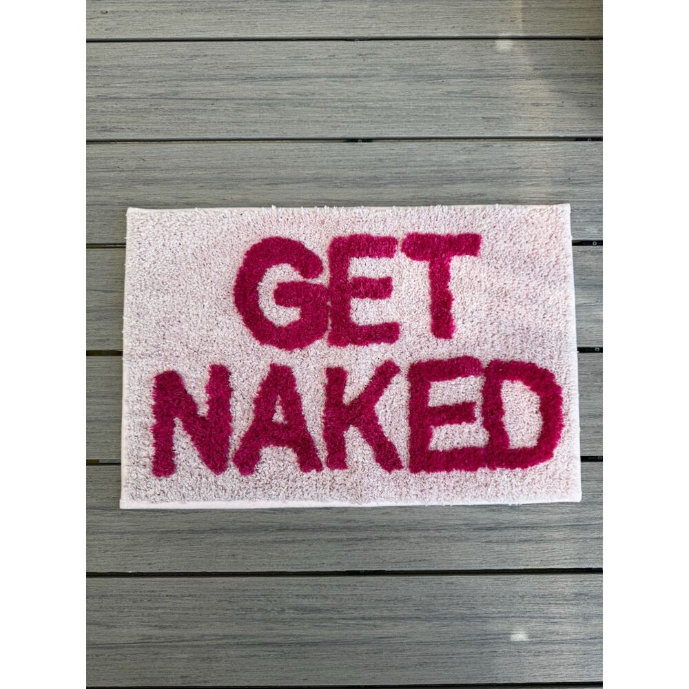 Get Naked Pink Plush Bath Mat With Rubber Back